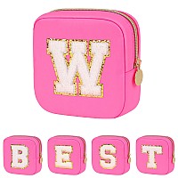 Graduation Gifts For Her Makeup Bag For Women Small Makeup Bag For Purse Travel Cosmetic Bag With Preppy Letter Patch Nylon M