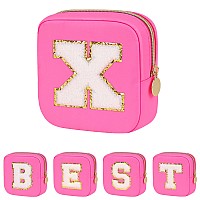 Graduation Gifts For Her Makeup Bag For Women Small Makeup Bag For Purse Travel Cosmetic Bag With Preppy Letter Patch Nylon M