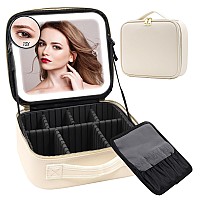 Travel Makeup Bag Cosmetic Bag Make Up Organizer Bag With Large Lighted Mirror 3 Color Modes Adjustable Brightness Waterproof P