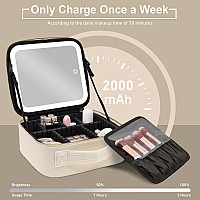 Travel Makeup Bag Cosmetic Bag Make Up Organizer Bag With Large Lighted Mirror 3 Color Modes Adjustable Brightness Waterproof P