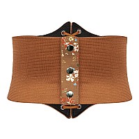 Grace Karin Women Waist Corset Brown Leather Corset Belt Printed Wide Belt For Cosplay Halloweenbrown Printl