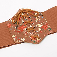 Grace Karin Women Waist Corset Brown Leather Corset Belt Printed Wide Belt For Cosplay Halloweenbrown Printl