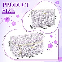 Zeyune 2 Pcs Cotton Quilted Makeup Bag Large Travel Coquette Cosmetic Bag Aesthetic Cute Floral Cherry Peony Toiletry Organize