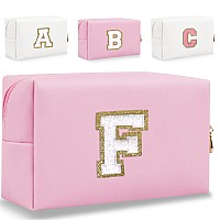 Hengni Small Personalized Letter Makeup Bag Cute Pu Leather Chenille Letters Cosmetic Bag Travel Makeup Bag Preppy Makeup Pouc