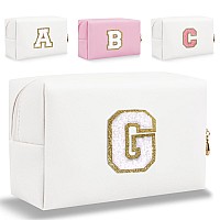 Hengni Small Personalized Letter Makeup Bag Cute Pu Leather Chenille Letters Cosmetic Bag Travel Makeup Bag Preppy Makeup Pouc