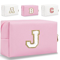 Hengni Small Personalized Letter Makeup Bag Cute Pu Leather Chenille Letters Cosmetic Bag Travel Makeup Bag Preppy Makeup Pouc