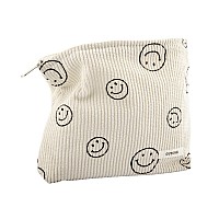 Gutgnk Corduroy Ladies Cosmetic Bag Large Capacity Canvas Cosmetic Bag Travel Toiletry Bag Accessories Organizer White Rose