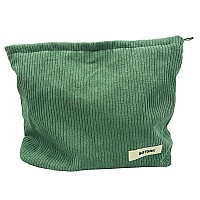 Gutgnk Corduroy Ladies Cosmetic Bag Large Capacity Canvas Cosmetic Bag Travel Toiletry Bag Accessories Organizer Grass Green