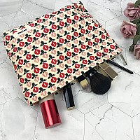 Gutgnk Corduroy Ladies Cosmetic Bag Large Capacity Canvas Cosmetic Bag Travel Toiletry Bag Accessories Organizer Little Red Fl