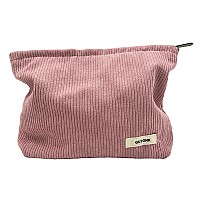 Gutgnk Womens Corduroy Cosmetic Bag Large Capacity Canvas Cosmetic Bag Travel Toiletry Bag Accessories Organizer Pink