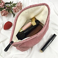 Gutgnk Womens Corduroy Cosmetic Bag Large Capacity Canvas Cosmetic Bag Travel Toiletry Bag Accessories Organizer Pink