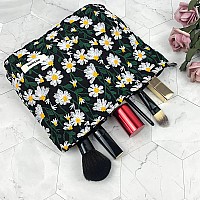 Gutgnk Corduroy Ladies Cosmetic Bag Large Capacity Canvas Cosmetic Bag Travel Toiletry Bag Accessories Organizer Black Chrysan