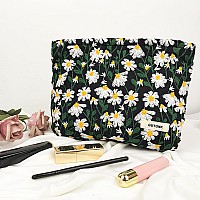 Gutgnk Corduroy Ladies Cosmetic Bag Large Capacity Canvas Cosmetic Bag Travel Toiletry Bag Accessories Organizer Black Chrysan