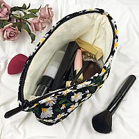 Gutgnk Corduroy Ladies Cosmetic Bag Large Capacity Canvas Cosmetic Bag Travel Toiletry Bag Accessories Organizer Black Chrysan