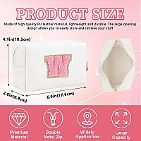 Personalized Initial Letter Patch Makeup Bag Preppy Portable Chenille Letter Cosmetic Bag With Zipper Pu Leather Waterproof Tr