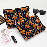 Givotin Small Makeup Bag For Purse Cute Canvas Waterproof Cosmetic Bags For Women Zipper Travel Toiletry Pouchfox Makeup Bags