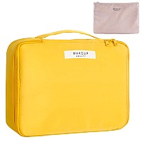 Queboom Travel Makeup Bag Cosmetic Bag Makeup Bag Toiletry Bag For Women And Men Yellow