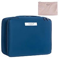 Queboom Travel Makeup Bag Cosmetic Bag Makeup Bag Toiletry Bag For Women And Men Navy Blue