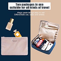 Queboom Travel Makeup Bag Cosmetic Bag Makeup Bag Toiletry Bag For Women And Men Navy Blue