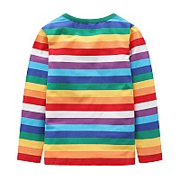 Boys Rainbow Striped Tshirts Kids Boys Long Sleeve Cotton Shirts Unisex Crew Neck Tshirts For Halloween Rainbow Straps Size 76