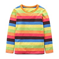 Big Boys Rainbow Striped Tshirts Kids Boys Long Sleeve Cotton Shirts Unisex Crew Neck Tshirts For Halloween Rainbow Novelty Siz