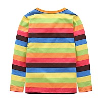 Big Boys Rainbow Striped Tshirts Kids Boys Long Sleeve Cotton Shirts Unisex Crew Neck Tshirts For Halloween Rainbow Novelty Siz