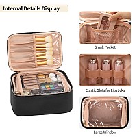 Ocheal Makeup Bagtravel Cosmetic Bag For Womenlarge Clear Window Make Up Bag Organizer Case For Girls Cosmetics And Brushes To