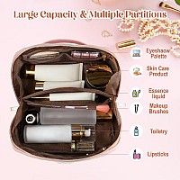 Topeast Personalized Makeup Bag For Girls Cute Initial Make Up Bag Cosmetic Bag Waterproof Leather Travel Toiletry Bag Wedding