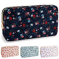 Nylon Small Floral Makeup Bag For Purse Cute Preppy Makeup Bag Cosmetic Zipper Pouch Purse Waterproof Portable Travel Set Toil