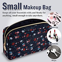 Nylon Small Floral Makeup Bag For Purse Cute Preppy Makeup Bag Cosmetic Zipper Pouch Purse Waterproof Portable Travel Set Toil