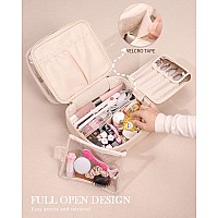 Pocmimut Travel Makeup Case Pu Leather Cosmetic Case With Adjustable Dividers For Makeup Brushes Toiletry Jewelry Digital Access