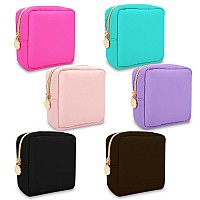 Uixizq 6 Pcs Waterproof Mini Makeup Bag Pouch For Pursesmall Cosmetic Travel Bag Pouch Nylon Toiletry Organizers Bag For Women