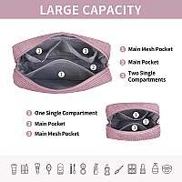 Magefy Small Makeup Bag For Purse Mini Cosmetics Bag Corduroy Cute Cosmetic Pouch For Women With Slipin Pockets Pink