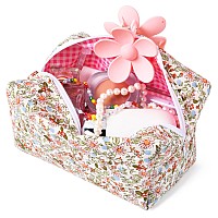 Soidram Floral Makeup Bag Quilted Cosmetic Bag Puffy Coquette Makeup Pouch Aesthetic Cute Travel Toiletry Bag Organizer Cotton M