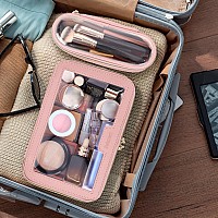 Soimeat Travel Clear Makeup Bag With Makeup Brush Bag Leather Makeup Case Toiletry Bag Portable Cosmetic Bag Case Transparent