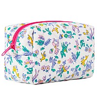 Soidram Cute Makeup Bag Quilted Cosmetic Bag Puffy Coquette Makeup Pouch Aesthetic Elk Travel Toiletry Bag Organizer Cotton Make