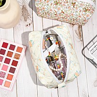 Soidram Floral Makeup Bag Quilted Cosmetic Bag Puffy Coquette Makeup Pouch Aesthetic Cute Travel Toiletry Bag Organizer Cotton M