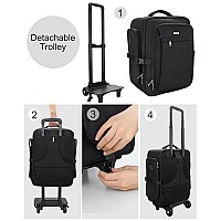 Relavel Rolling Makeup Case With 4 Clear Makeup Bags Makeup Backpack With Adjustable Dividers Cosmetic Train Case Storage With