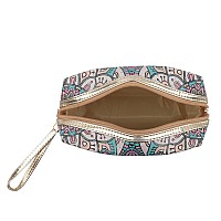 Riah Fashion Portable Travel Clutch Cosmetic Makeup Pouch Bag Toiletry Organizer Purse Wristlet Stripe Floral Plaid Cork M