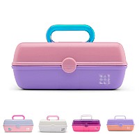 Caboodles Pretty In Petite Makeup Box Twotone Pink On Lavender Hard Plastic Organizer Box 2 Swivel Trays Fashion Mirror Se