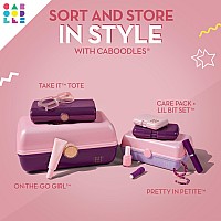 Caboodles Pretty In Petite Makeup Box Twotone Pink On Lavender Hard Plastic Organizer Box 2 Swivel Trays Fashion Mirror Se