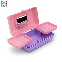 Caboodles Pretty In Petite Makeup Box Twotone Pink On Lavender Hard Plastic Organizer Box 2 Swivel Trays Fashion Mirror Se