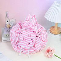 Large Barrel Drawstring Makeup Bag Travel Cosmetic Bag For Women Portable Make Up Organizer Bag For Skin Care Toiletries Wit