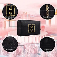 Small Personalized Initial Letter Makeup Bag Cute Waterproof Pu Leather Chenille Letter Cosmetic Bag Travel Makeup Bag Preppy