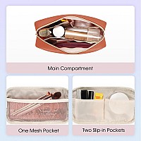 Wandering Nature Makeup Bag For Purse Cosmetic Bags For Women Make Up Organizer Travel Pouch With Slipin Pockets Eco Vegan Leat