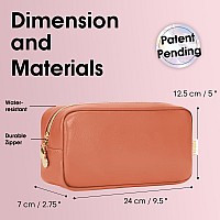 Wandering Nature Makeup Bag For Purse Cosmetic Bags For Women Make Up Organizer Travel Pouch With Slipin Pockets Eco Vegan Leat