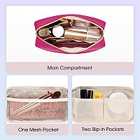 Wandering Nature Makeup Bag For Purse Cosmetic Bags For Women Make Up Organizer Travel Pouch With Slipin Pockets Eco Vegan Leat