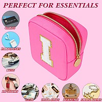 Graduation Gifts For Her Makeup Bag For Women Small Makeup Bag For Purse Travel Cosmetic Bag With Preppy Letter Patch Nylon M