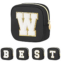 Graduation Gifts For Her Makeup Bag For Women Small Makeup Bag For Purse Travel Cosmetic Bag With Preppy Letter Patch Nylon Mi