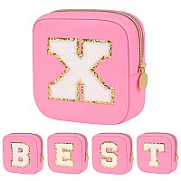 Graduation Gifts For Her Makeup Bag For Women Small Makeup Bag For Purse Travel Cosmetic Bag With Preppy Letter Patch Nylon M